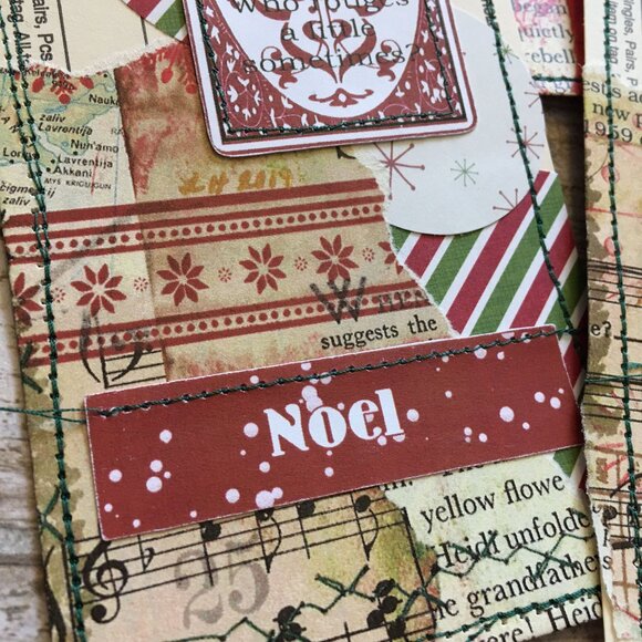 Christmas Junk Journal Tag Ephemera Lot 10 mq Handmade Sewn Scrapbook Embellishm - Picture 9 of 10